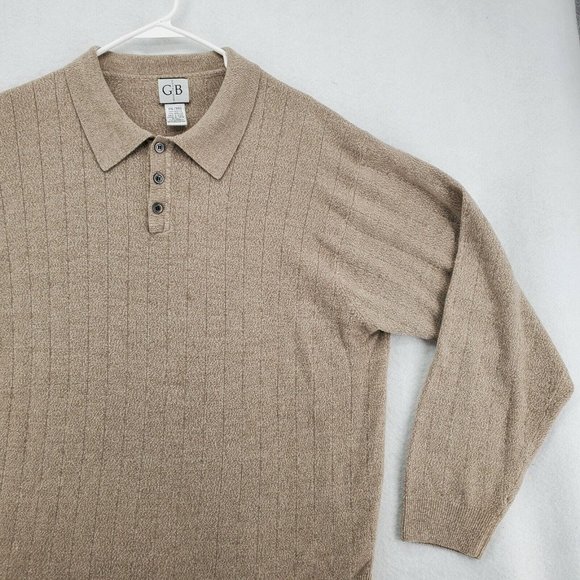 GEOFFREY BEENE Sweater Men's 1/4 Button Collared Long Sleeve Acrylic Brown 2XL - Picture 6 of 12